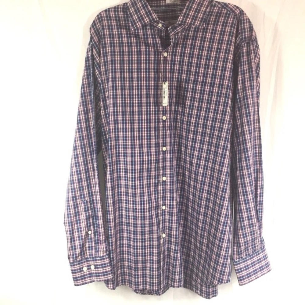 Peter Millar Blue Plaid Button Up Long Sleeve XL